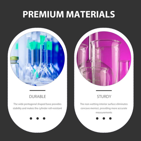 Liquid Measuring Cup Graduated Cylinders Set, Plastic Graduated Cylinder Lab Test Tube, PP Material 10ml / 25ml / 50ml