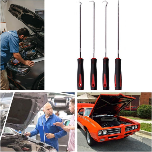 4-Piece Oil Seal Hook Set, Pull Out Hook and Screwdriver for Automotive, Electronics, Home Repair