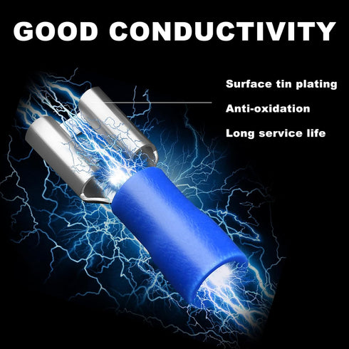 100Pcs Quick Disconnects Vinyl Insulated Female Spade Wire Connectors, 12-10AWG Electrical Crimp Terminal