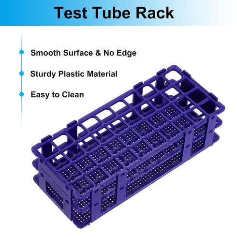 PATIKIL 40 Holes Test Tube Rack, Blue, 4Pcs Detachable Holder for Less Than 20mm Dia Tube, Suitable for Lab Experiments