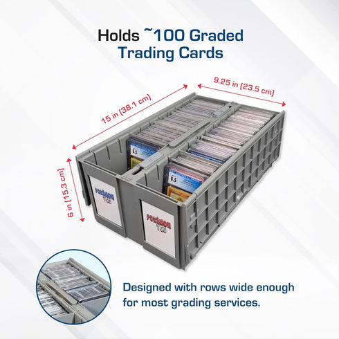 BCW 2-Row Graded Collectible Card Bin - Stackable Acid-Free Plastic Box for Customizable Card Storage