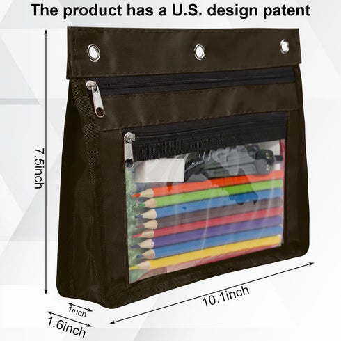 YoeeJob 1inch Expandable Pencil Pouch - 2 Pack Large Capacity Zipper Pencil Pouch for 3 Ring Binder, Clear Binder