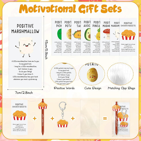 Landical 48 Sets Employee Appreciation Gifts Bulk, Positive Pen Inspirational Keychain with Motivational Card, Thank