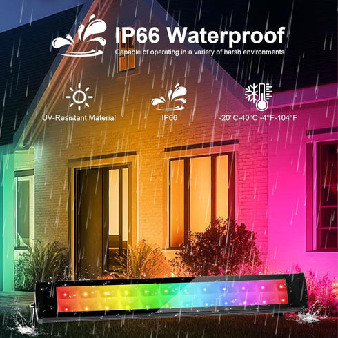 50W IP66 Dimmable RGB Wall Washer Light, RGB Light Bar LED Smart Wall Lights with Remote Control Waterproof LED Flood