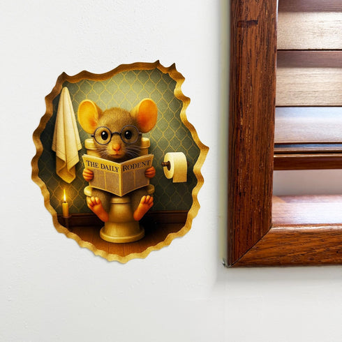 5.1inch 2 Pack. 3D (#1) GRITKULTURE Removable Mouse Sitting on Toilet in Mouse Hole Decal Sticker Mouse Hole in The