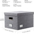 Prandom File Organizer Box - Collapsible Decorative Linen Filing Storage with Lids, Set of 1, Letter/Legal Size, Grey