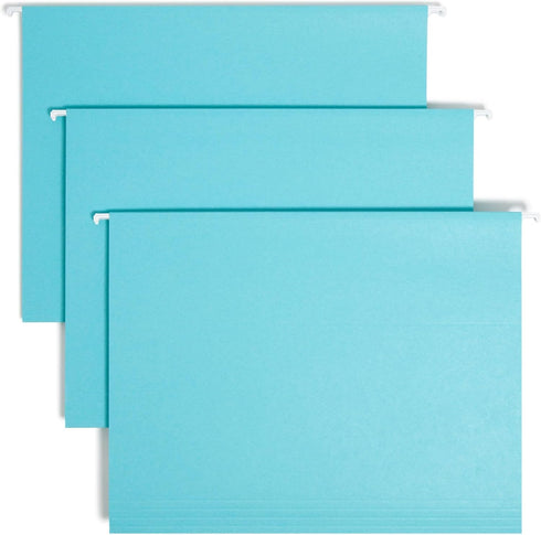 Smead Standard Hanging File Folders, Aqua Blue, 25 Count, Letter Size, 1/5-Cut Adjustable Tabs (64058)