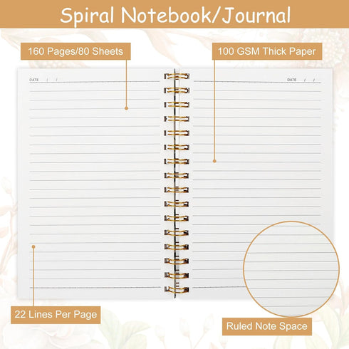 Highland Cow Floral Spiral Journal Notebook 80 Sheets A5 Watercolor Flower Cow College Ruled Notebook Strong Twin-Wire Binding with Premium for School Office Gift by JarThenaAMCS