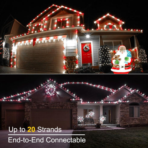 C5 33ft 100 120V Brizled Red & White Christmas Lights, LED Christmas Tree Lights, Connectable UL Certified Faceted Xmas