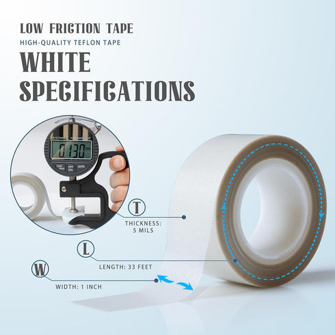 1 Roll Low Friction Tape, 1 Inch x 33 Feet, Squeak Resistant, Surface Protection Tape for Drawer, Cabinet, Furniture,