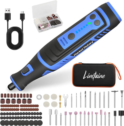 8V 135pcs 2.8Ah 5-Speed 30000RPM Cordless Rotary Tool Kit with Accessories, Battery Rechargeable Engraving Pen with LED