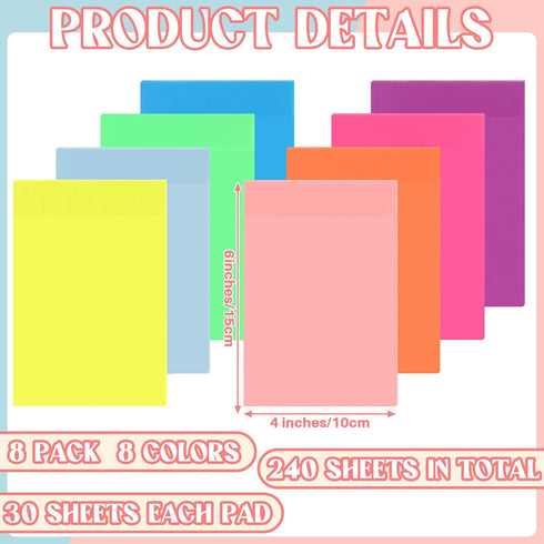 Yinder 4 x 6 Inch Transparent Sticky Notes, Waterproof Clear Self Sticky Memo Pad for Bible Journaling, Office School