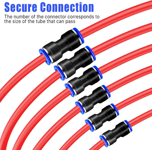 120 Pcs Straight Push Connectors - 4 6 8 10 12 mm Air Hose Fittings Quick Release Pneumatic Connectors