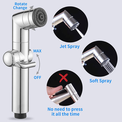 Set JONKEAN Muslim Shower, Water Pressure Control Toilet Bidet Sprayer, Multi-Function Diaper Sprayer for Toilet, Hand