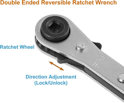 AC Ratchet Wrench, HVAC Service Wrench with HVAC Hexagon Bit Adapter, Premium AC Service Tools for Refrigeration Equipment Repair (3/16 , 1/4 , 5/16 , 3/8 ) by A.I.FORCE