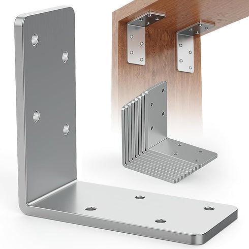 Wuno Shop 8 Pcs L Brackets Heavy Duty, 90 Degree Angle Bracket, Galvanized Corner Brace for Wood 90 Degree L Shape