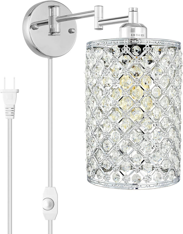 Merlight 1-Light Wall Lamp Modern Style Metal Round lampshade Decorative Dimmable Crystal E26