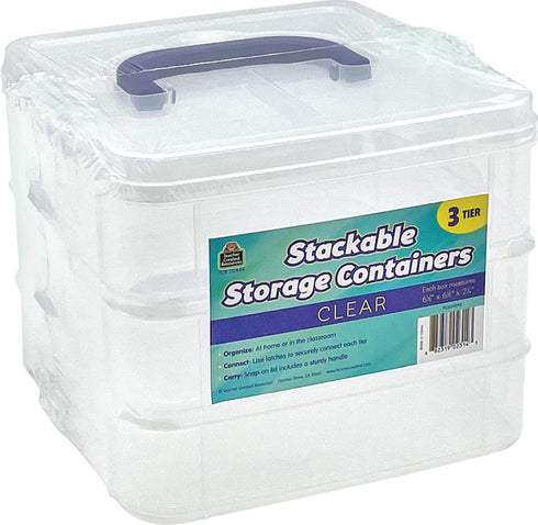 Teacher Created Resources Clear Stackable Storage Containers, 7"L x 6.5"W x 5.38"H