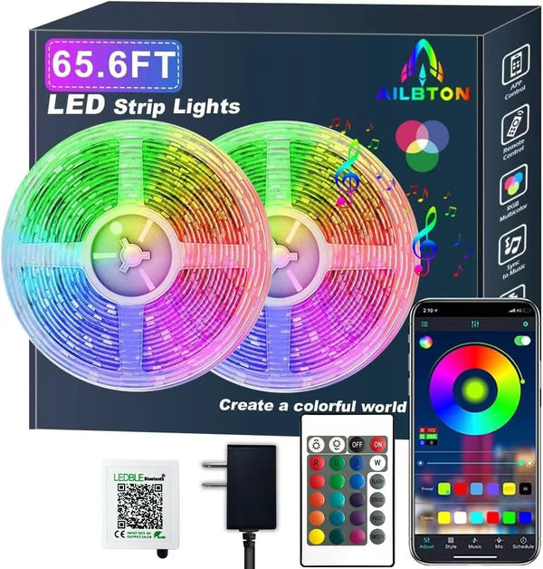 65.6ft/20M Led Strip Lights, Long Smart Music Sync 5050 RGB Color Changing