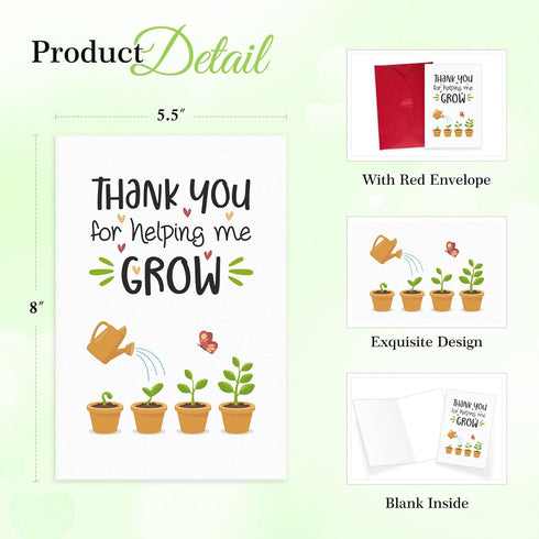 8x5.5, FaCraft Teacher Appreciation Cards - Thank You Cards for Teacher with Envelopes, Large Thank You for Helping Me