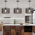 12.4" HOONEX Rattan Chandelier, Rattan Light Fixture Ceiling, Wicker Pendant Light for Dining Room Bedroom Kitchen