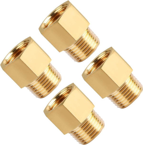 SUNGATOR 4-Pack 1/2 Inch Male x 1/2'' Female Brass Pipe Fitting Adapters, 1/2'' NPT Male to Female