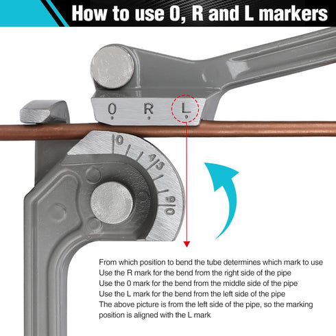 DURATECH 3-IN-1 Tube Bender, Pipe Bender for Copper, Brass, Aluminum, and Thin Steel Pipes (1/4", 5/16", 3/8")