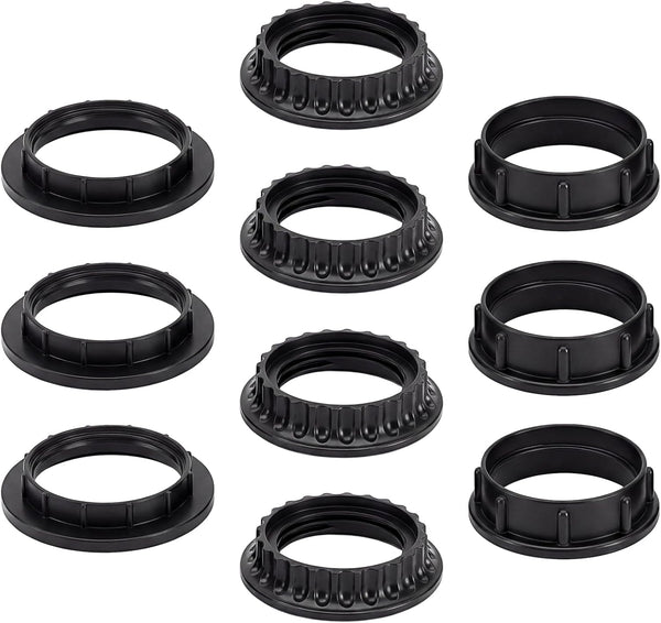 Josojoou 10PCS E26/E27 Lamp Shade Ring, Three Sizes Lamp Parts, Black Lamp Shade