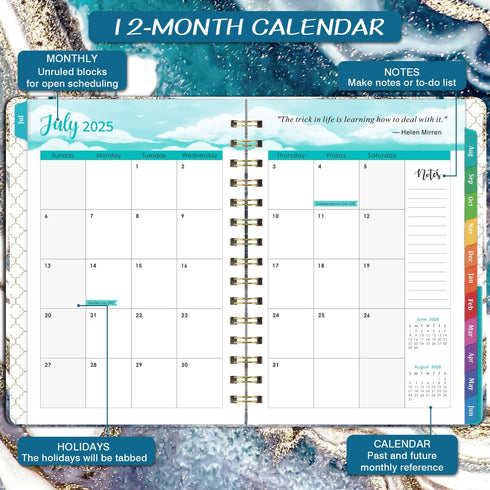 Planner 2025-2026 - Academic Weekly and Monthly Calendar from July 2025 to June 2026, 6.4'' x 8.5'' with Inner Pocket