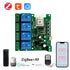 Zigbee Tuya Smart 4 Channel Smart Relay Module, 433RF Remote Control, USB 5V 7-32V, Jog/Lock Switch, Compatible with