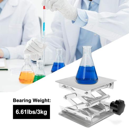 Wisamic Lab Jack Scissor Stand Platform, 4x4 inches Stainless Steel Lift Stand for Laboratory Support