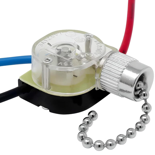 ZE-110 3 Wire Ceiling Fan Light Switch 3 Way 2 Circuit Pull