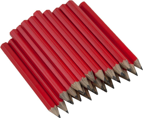 Half Pencils Sharpened Hex (No Eraser), Golf Pencils, Bulk Box of 288, Red