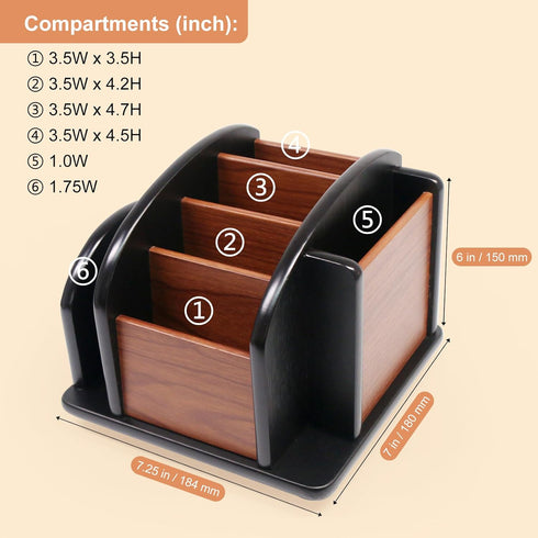 Coideal Remote Control Holder Caddy, Wooden Rotating Organizer, Large Spinning Wood Remote Holder for Living Room