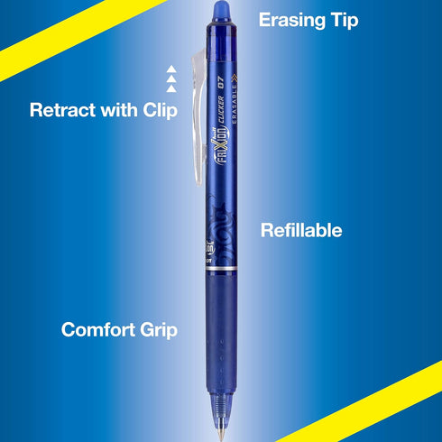 Pilot FriXion Erasable Gel Pens, Fine Point 0.7 mm, Pack of 10 Assorted Colors