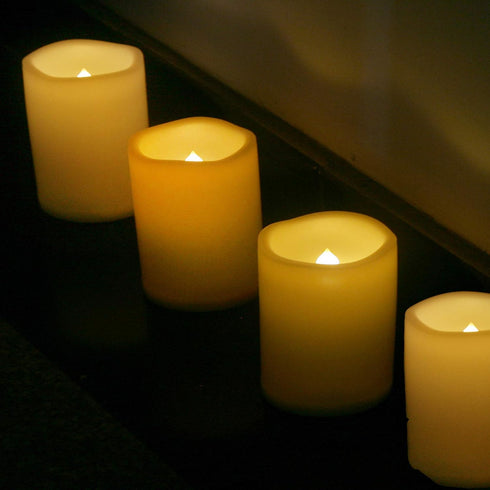 Waterproof Battery Operated LED Pillar Candle, Flameless Flickering Electric Light with Timer for Outdoor Decoration
