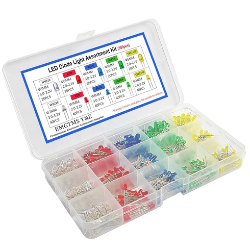 300 3mm 5mm 5 (5 300 Pcs & LED Diode Assortment Kit - Colors (White/Red/Blue/Green/Yellow) Bright Light Emitting Diodes