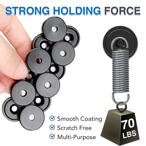 12Pack 70Lbs+ Countersunk 0.98x0.22inch MIKEDE Strong Neodymium Cup Magnets, Force Heavy Duty Black Round Base Cup