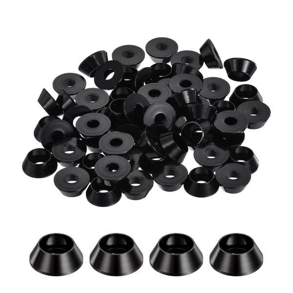 MECCANIXITY M5 Cone Cup Washers, Anodized Aluminum Gaskets for RC/FPV/PC/Drone Accessories, Pack of 60 (Black)