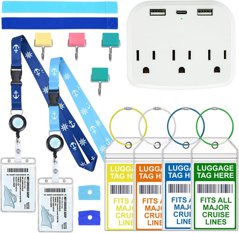 ZHEMEILU 15 Pcs Cruise Essentials Accessories Kit Must Haves Set Include Non-Surge Power