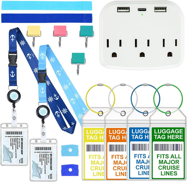 ZHEMEILU 15 Pcs Cruise Essentials Accessories Kit Must Haves Set Include Non-Surge Power