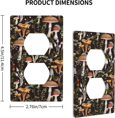 Boho Mushroom Single Duplex Outlet Light Switch Plate Cover, Decorative Wall Plate for Home Bedroom Kitchen