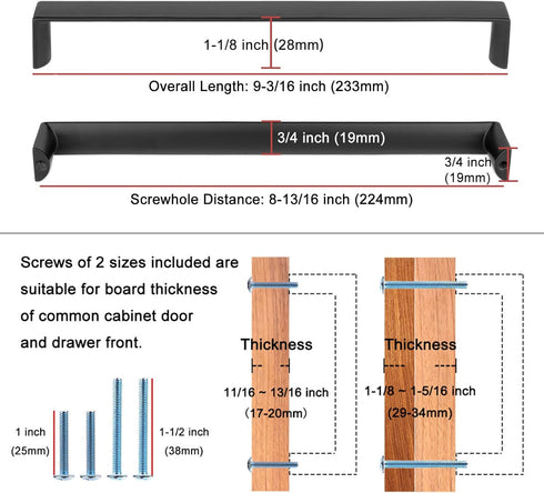 KOOFIZO Wide Cabinet Handle - Oil Rubbed Bronze Furniture Pull, 8-4/5 Inch Screw Spacing, 1-Piece for Kitchen Cupboard Door, Bedroom Dresser Drawer, Bathroom Wardrobe Hardware