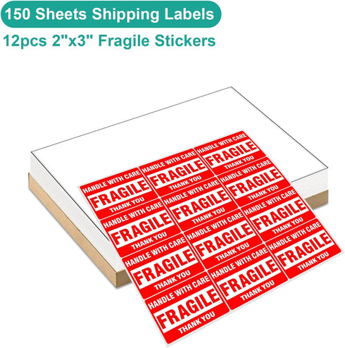 MFLABEL Full Sheet Sticker Labels, Address Labels, White Matte Label Paper, 8-1/2" x 11" Shipping Labels for Laser & Inkjet Printer (150 Labels, 150 Sheets) by MFLABEL
