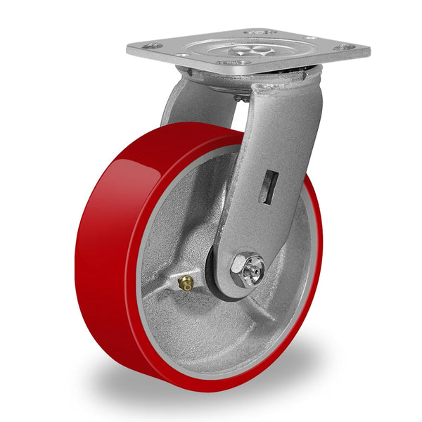 Heavy Duty 6" X 2" Industrial Swivel Caster, Load Capacity 1200lbs, No Noise Polyurethane Wheel, 1 Pack