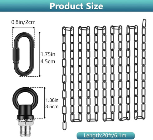 15 66 garini Feet Industrial Black Light Fixture Chain, Adjustable Metal Pendant Chandelier Chain Extension