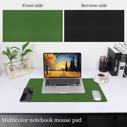 Office/Home.23.6"x 13.8" Bloss Green Leather Mouse Pad,Leather Desk Mat Protector,Dual-Side Use Mouse Mats,Office Desks