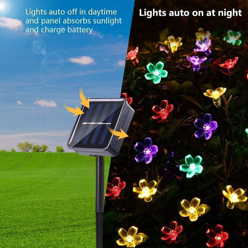 Joomer 50LED 8 Outdoor Solar String Lights, Flower String Lights, Cherry Blossoms String Light Modes Memory Function