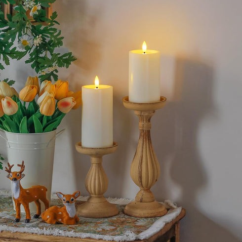 4pcs 3" x4" 5" 6" 7") Yeelida Outdoor Flameless Waterproof Candles with Handy Remote Control, Cycle Timer Battery