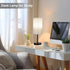 17.4Inches 3 Grey Bedside Lamp for Bedroom Nightstand - Tall Table Lamp with USB A + C Charging Port & AC Outlet, Color